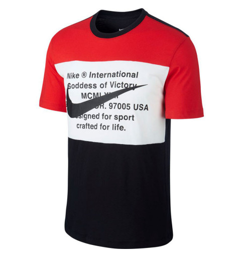 Camiseta Nike NSW Swoosh Roja-Negra