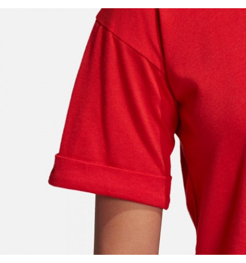 Camiseta Adidas Mujer Crop Rojo-Blanco