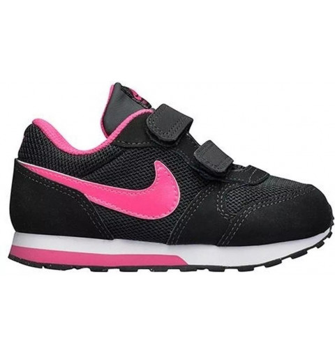Zapatillas niño Nike MD Runner 2 Negra y rosa velcro 807328 006