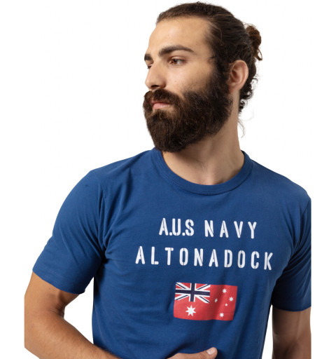 Altonadock Men's T-Shirt Blue Flag Drawing 221275040624