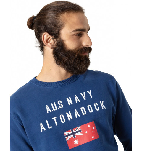 Altonadock Sweatshirt Front Drawing with Blue Flag 103962
