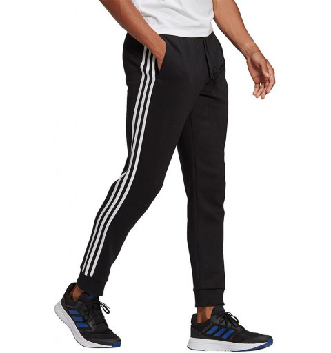 Calças Adidas masculino 3 listras essenciais algodão preto GK8821