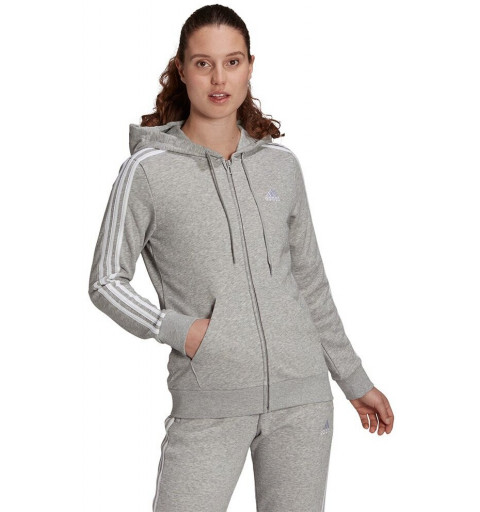 Adidas Damen 3-Streifen Hoodie Grau GL0802