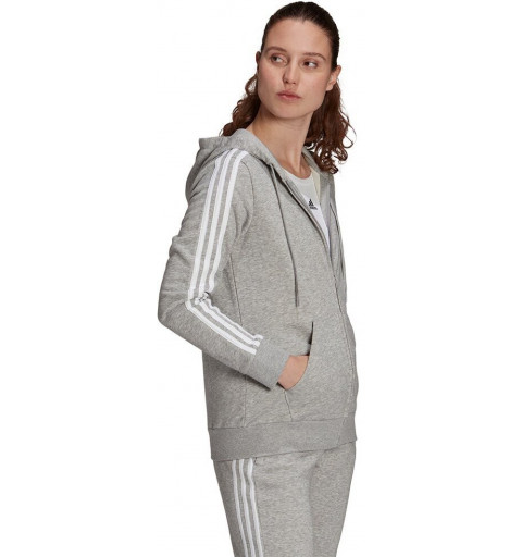 Adidas Damen 3-Streifen Hoodie Grau GL0802