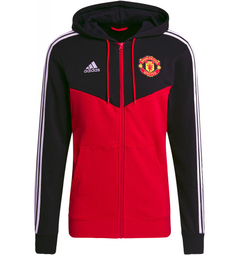 Adidas Manchester United 3 Stripes Hooded Sweatshirt Black GR3897