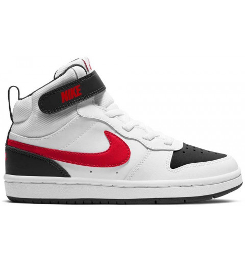 Schuh Nike Court Borough 2 Hoch Weiß Rot CD7783 110