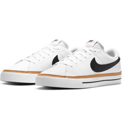 Nike Court Legacy Leather Shoe in White with Black DA5380 102