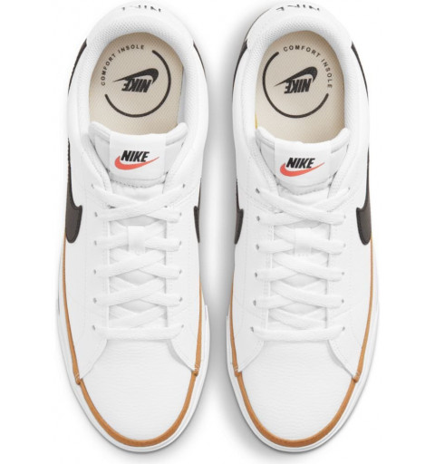 Tênis Nike Court Legacy em couro branco com preto DA5380 102