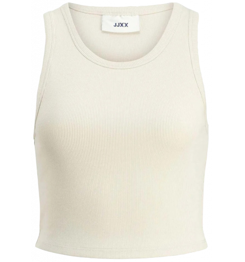 Camiseta feminina JJXX com alças Fallon SL Rib Top bege 12200401