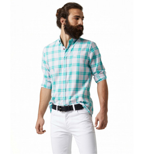 Altonadock Long Sleeve Green Check Shirt 122275020141