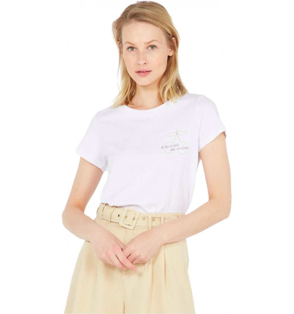 T-shirt Cerises Femme Anata Blanc FANATAMC221