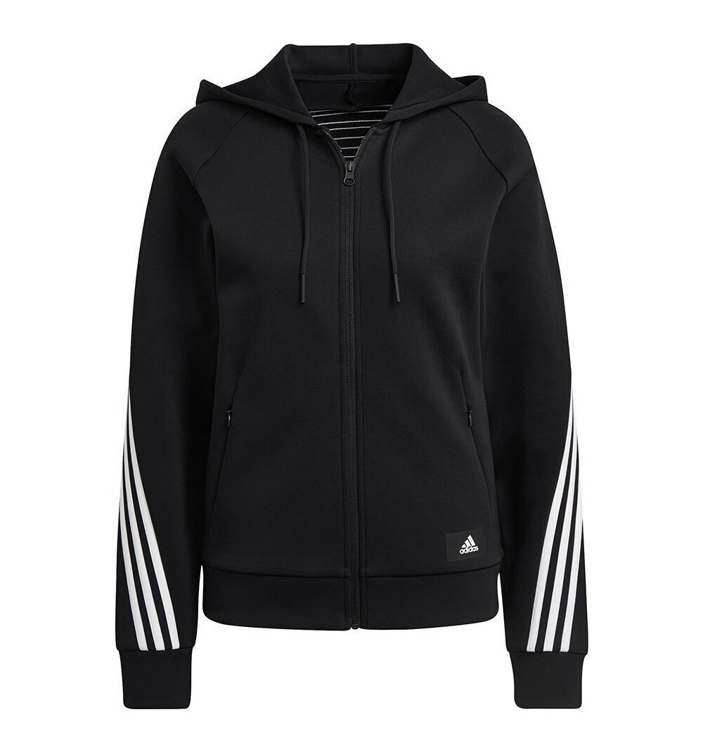 Imperio Rechazar para agregar Adidas Women's FI 3 Bands Open Sweatshirt with Black Hood H57287