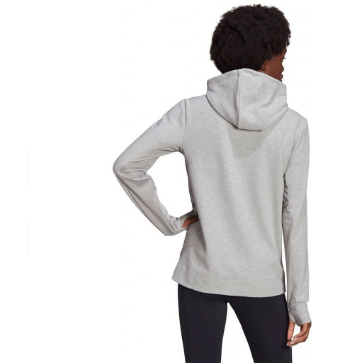 Adidas Women's Aeroready Open Hooded Sweatshirt in Gray HD1736