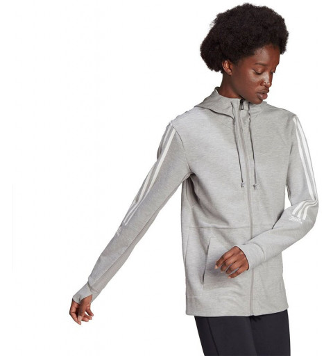 Adidas Women's Aeroready Open Hooded Sweatshirt in Gray HD1736