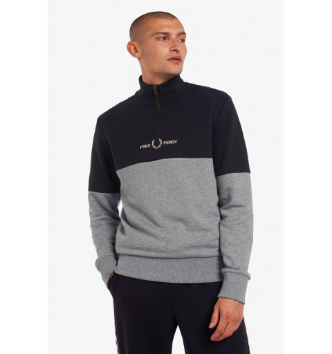 Fred Perry Sweat-shirt demi-zip colorblock M3575 420