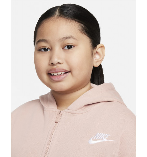 Nike Mädchen Sweatshirt mit offener Kapuze Club Pink DC7118 609