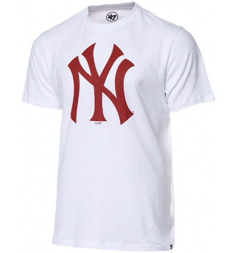 Camiseta 47Brand  New York Imprint Echo Blanca Logo Rojo
