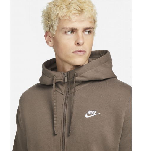 Nike NSW Club Open Hooded Sweatshirt in Brown BV2645 004