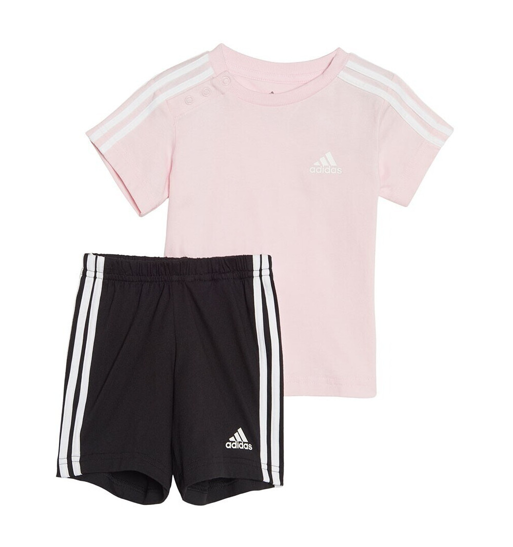 Conjunto Adidas de Camiseta y Short 3 Bandas Sport Rosa HF1906
