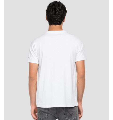 Camiseta de algodão orgânico Replay Live&Loud Electric Storm Branco M6035.001