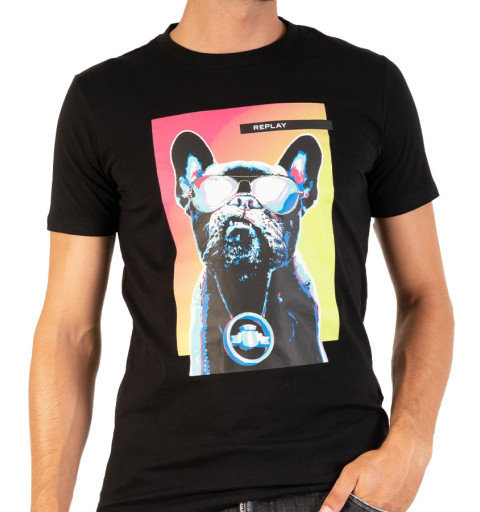 Replay T-shirt M6256 Logo Dog with Glasses Black M6256.098
