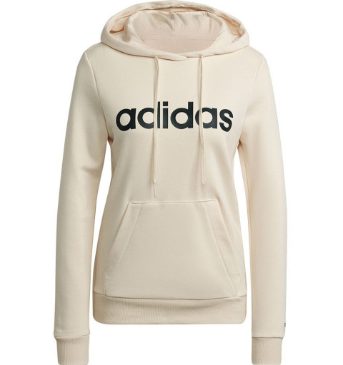 Adidas Women's Linear FT Hooded Sweatshirt Beige HL2159