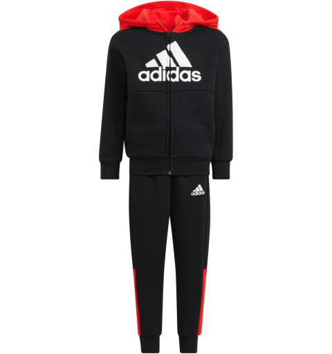 Adidas Boy Big Logo Cotton Tracksuit Black Rojo HM9695