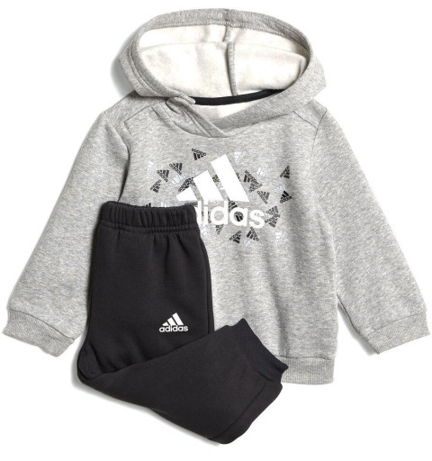 Tuta Adidas Kids Bos Gra con cappuccio in cotone grigio HU1555