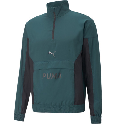 Puma Fit Woven Sweatshirt mit halbem Reißverschluss Grün 522129 24
