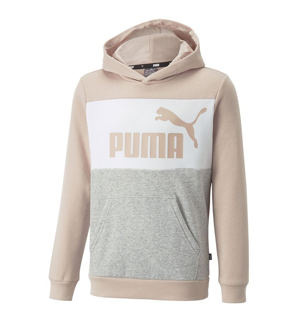 Puma Girls Essentials+ Colorblock Hooded Sweatshirt Pink