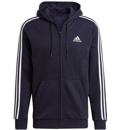 Adidas 3 Stripes Open Cotton Sweatshirt with Blue Hood GK9053