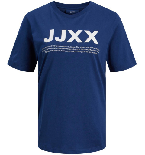 Camiseta JJXX JXANNA manga curta gola redonda regular cada logotipo grande azul