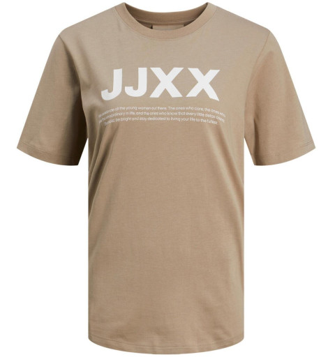 Camiseta JJXX JXANNA manga curta gola redonda regular logotipo cada grande marrom