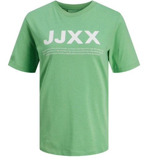 Camiseta JJXX JXANNA manga curta gola redonda regular cada logotipo grande verde