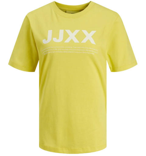 Camiseta JJXX JXANNA manga curta gola redonda regular cada grande logotipo amarelo