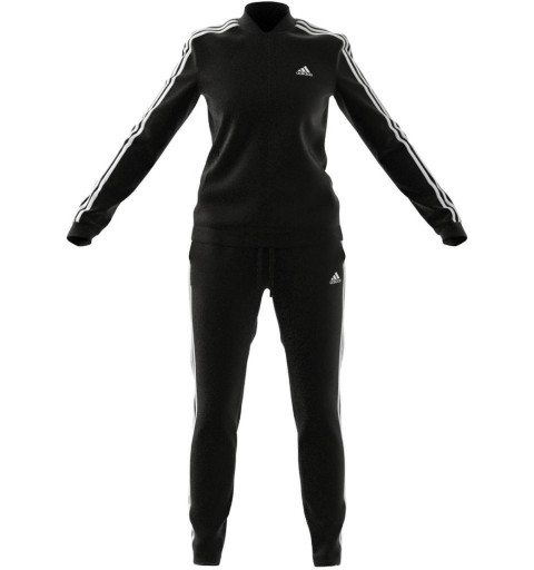 Tuta da ginnastica Adidas Essentials 3-Stripes da donna in nero GM5534