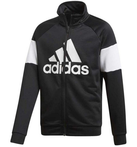 Adidas Jungen YB TS BOS Trainingsanzug mit großem Logo in Schwarz DV1740