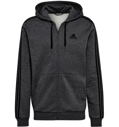Adidas Sweatshirt Open mit Kapuze 3 Streifen Grau HB0042